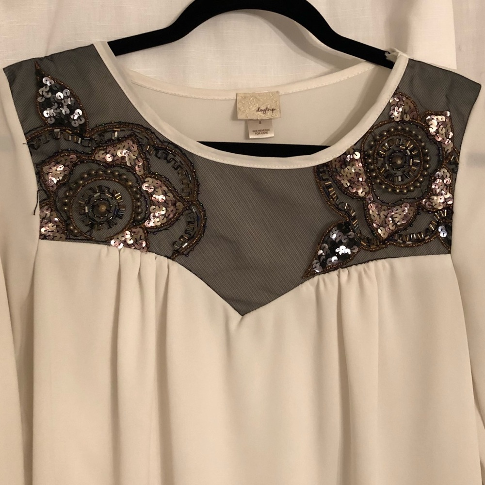 Cream Blouse with Jewels